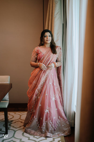 MEHR LEHENGA - SALMON PINK