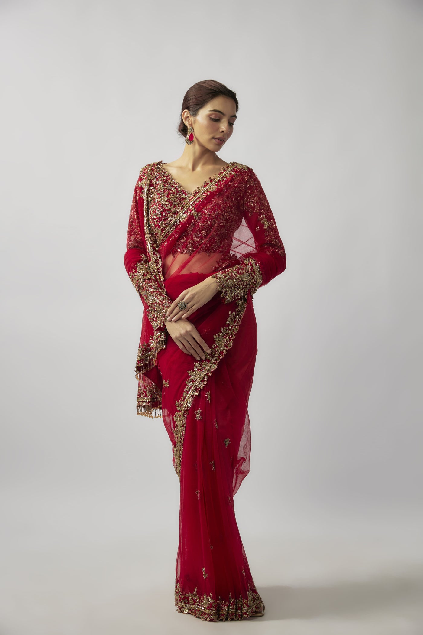 ROOYI SAREE - CHILLIE RED