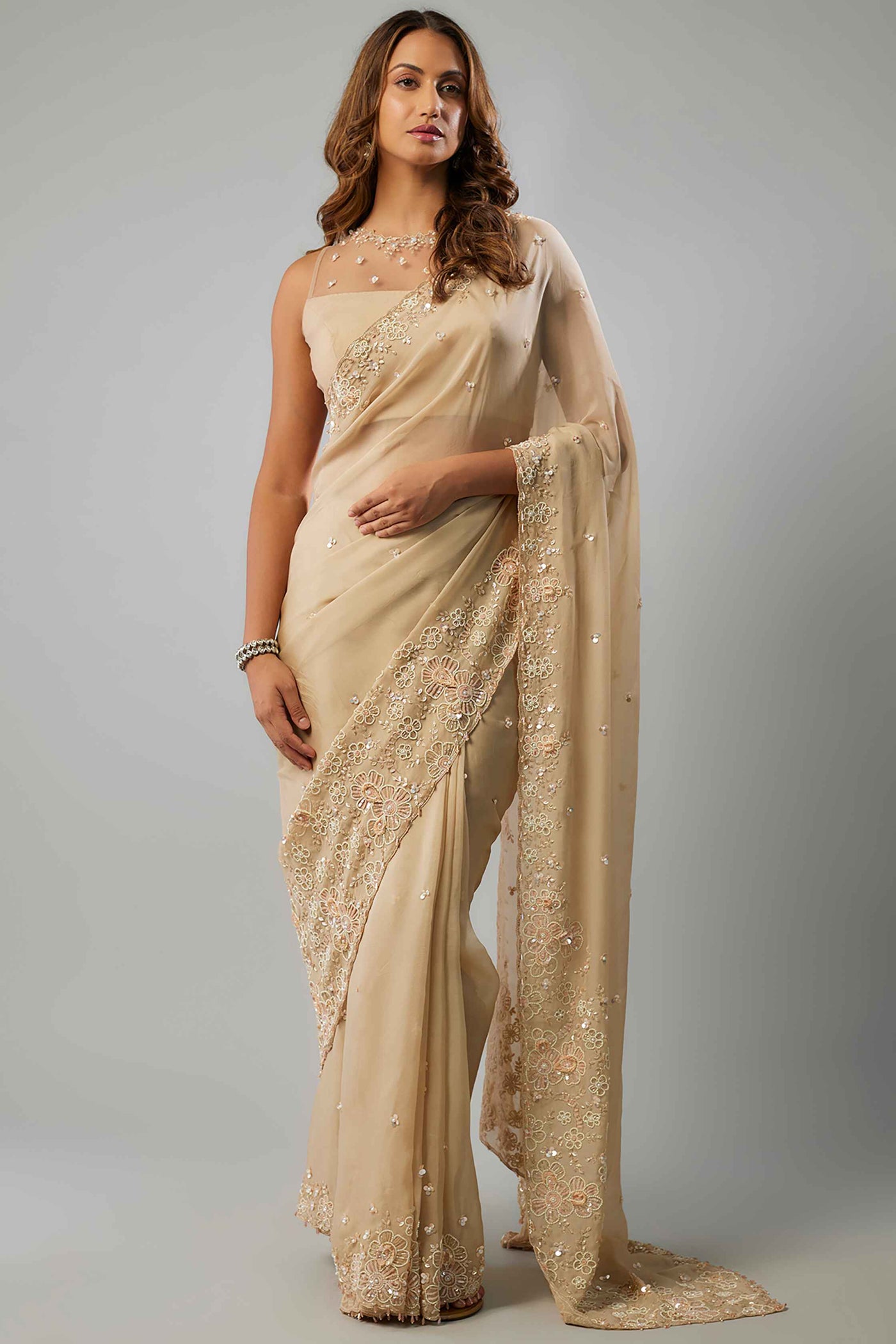 DAZZLE SAREE-CHAMPAGNE GOLD