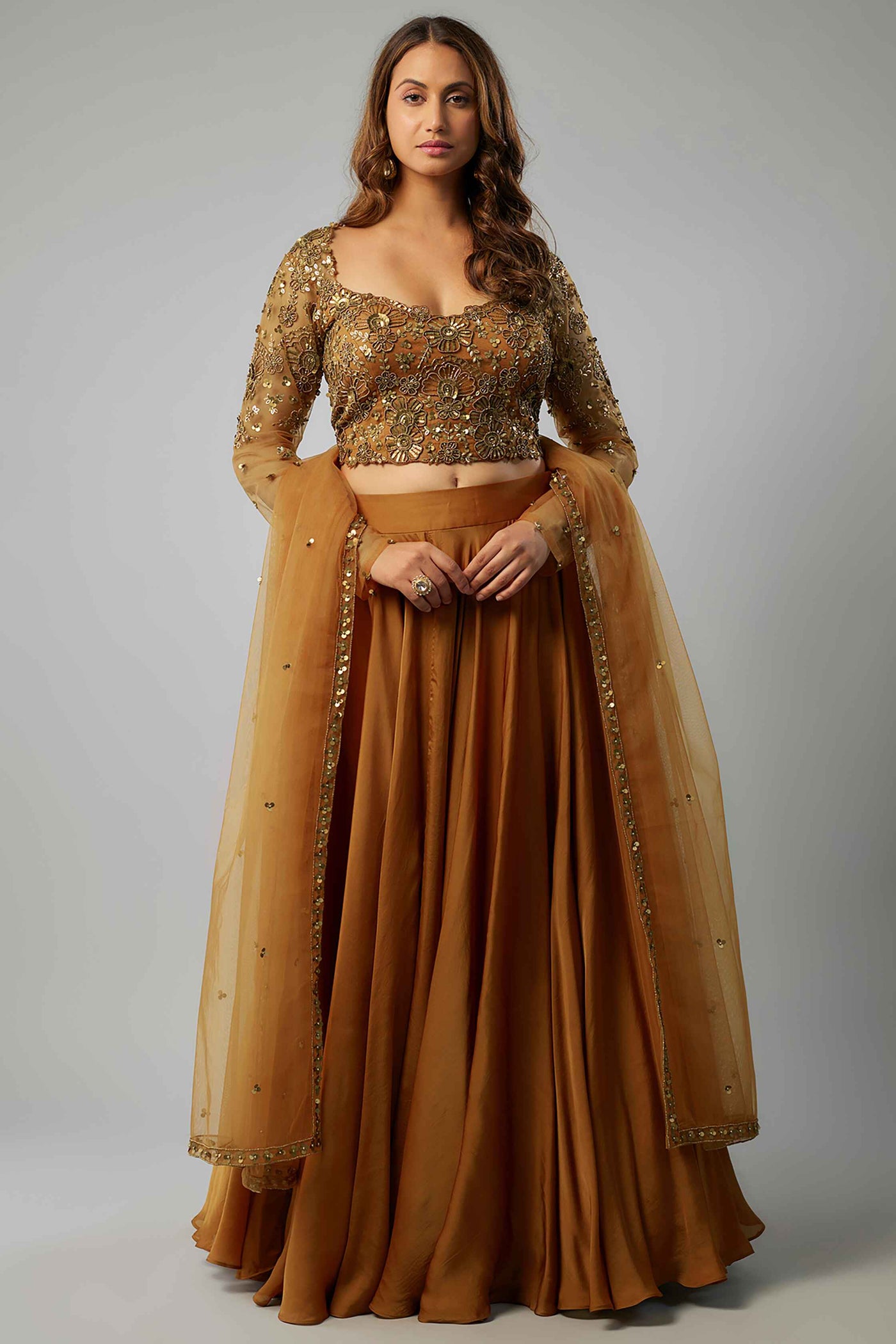 DAZZLE LEHENGA-RUST ORRANGE