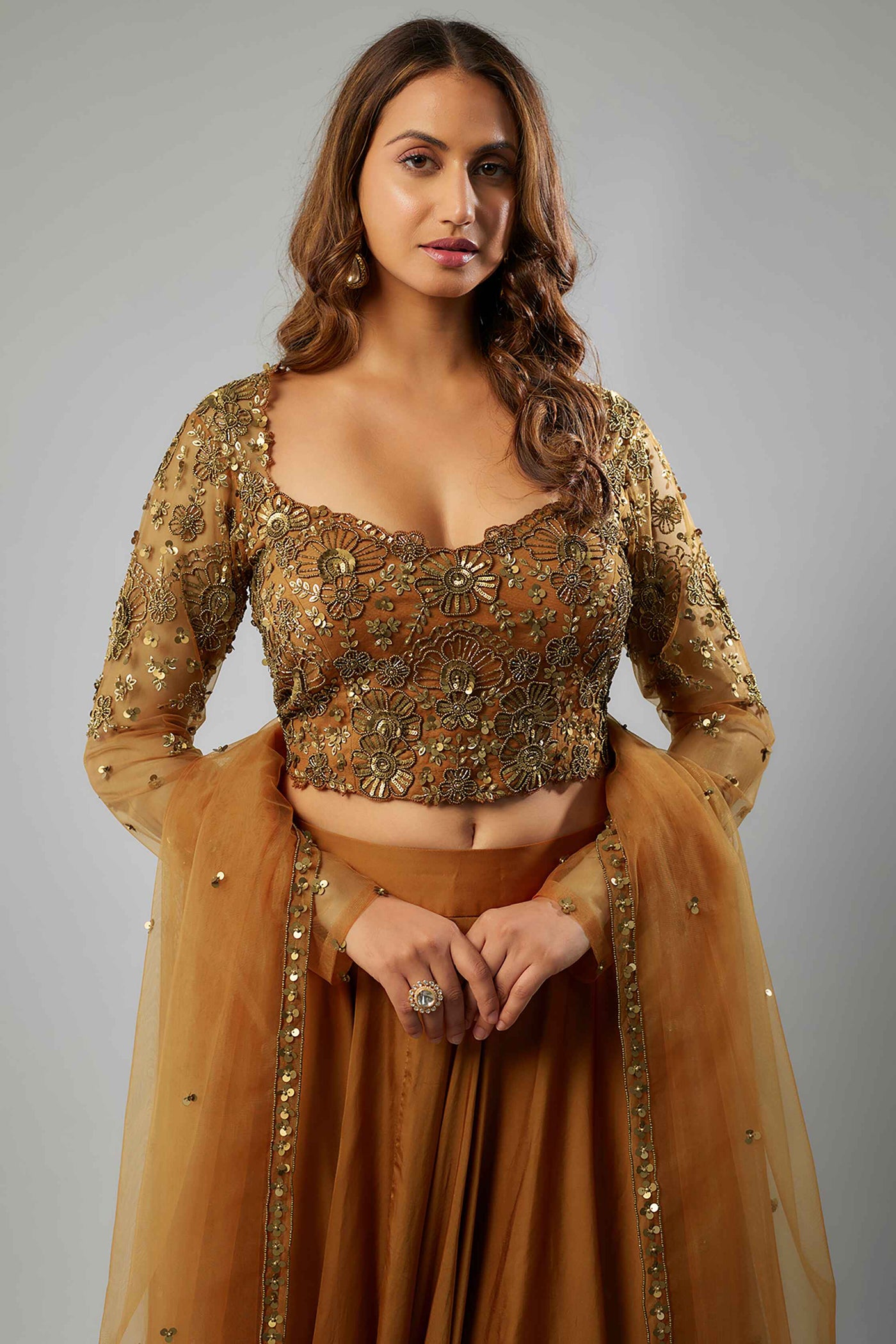 DAZZLE LEHENGA-RUST ORRANGE