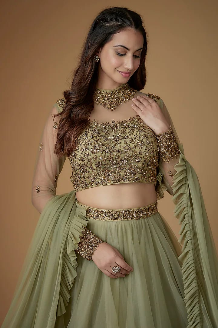 VEDA LEHENGA - SAGE GREEN