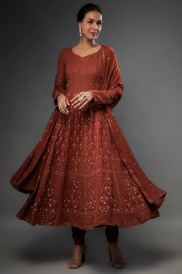 ZAHRA ANARKALI - RUST ORANGE