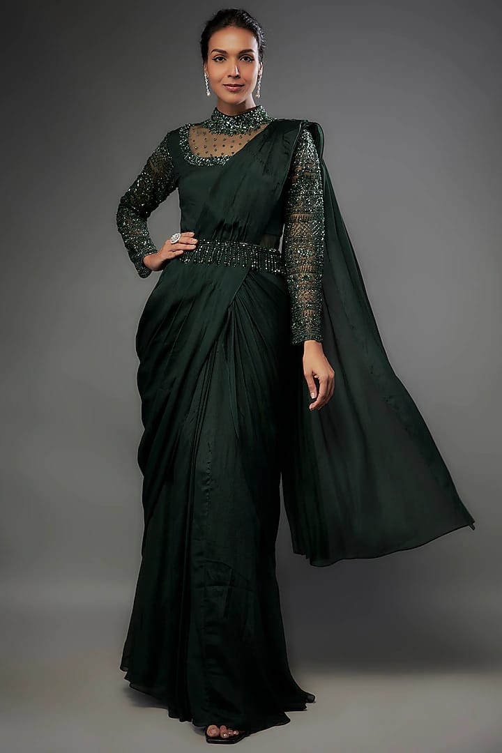 Jessy Drape Gown - Bottle Green