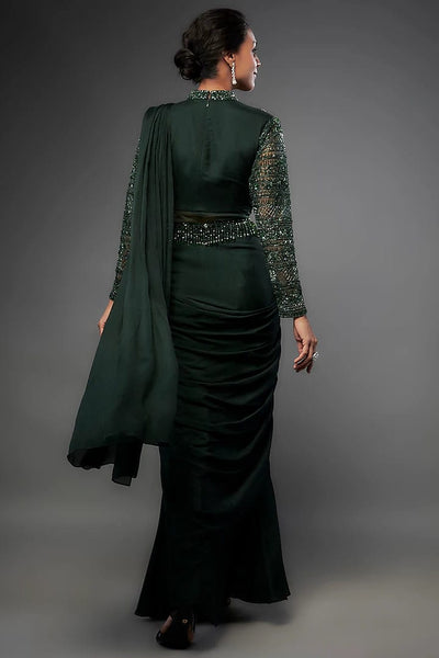 Jessy Drape Gown - Bottle Green