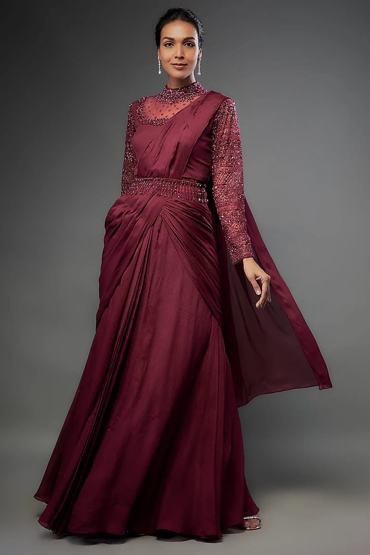 JESSY DRAPE GOWN - WINE